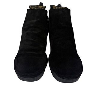 NEW FLY London Womens Yebi Wedge Boot, Suede Ankle Booties BLACK EU 41/US 10-10t
